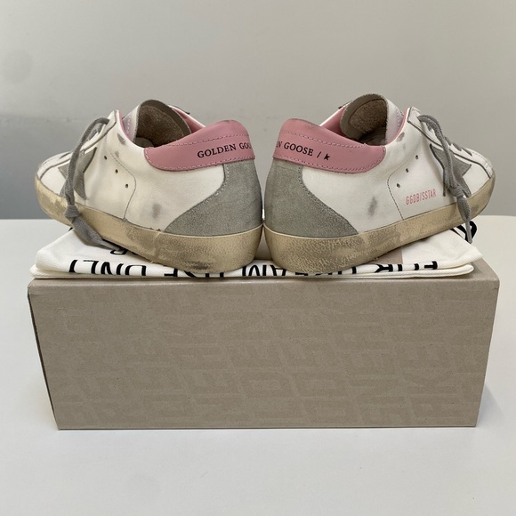Golden Goose Superstar Sneaker White Leather/Pink Heel/Gray Star sz 38 NIB - Picture 6 of 15